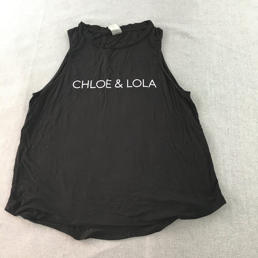 Chloe & Lola Womens Tank Top Size XL Black Sleeveless Logo Shirt