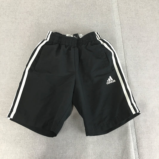 Adidas Kids Boys Shorts Size 9 - 10 Years Black Logo Elastic Waist Pockets