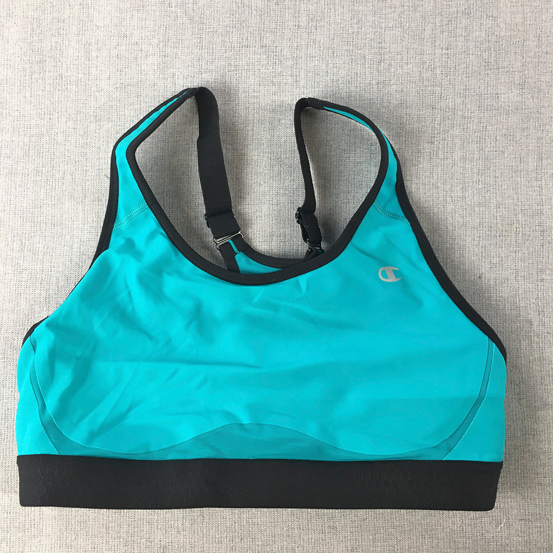 Champion Womens Sports Bra Size M Blue Logo Cropped Top