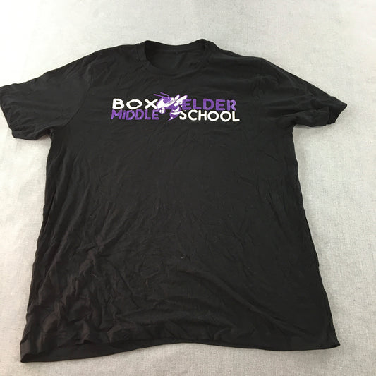 Box Elder Middle School T-Shirt Adult Size L Black Utah USA Short Sleeve Tee