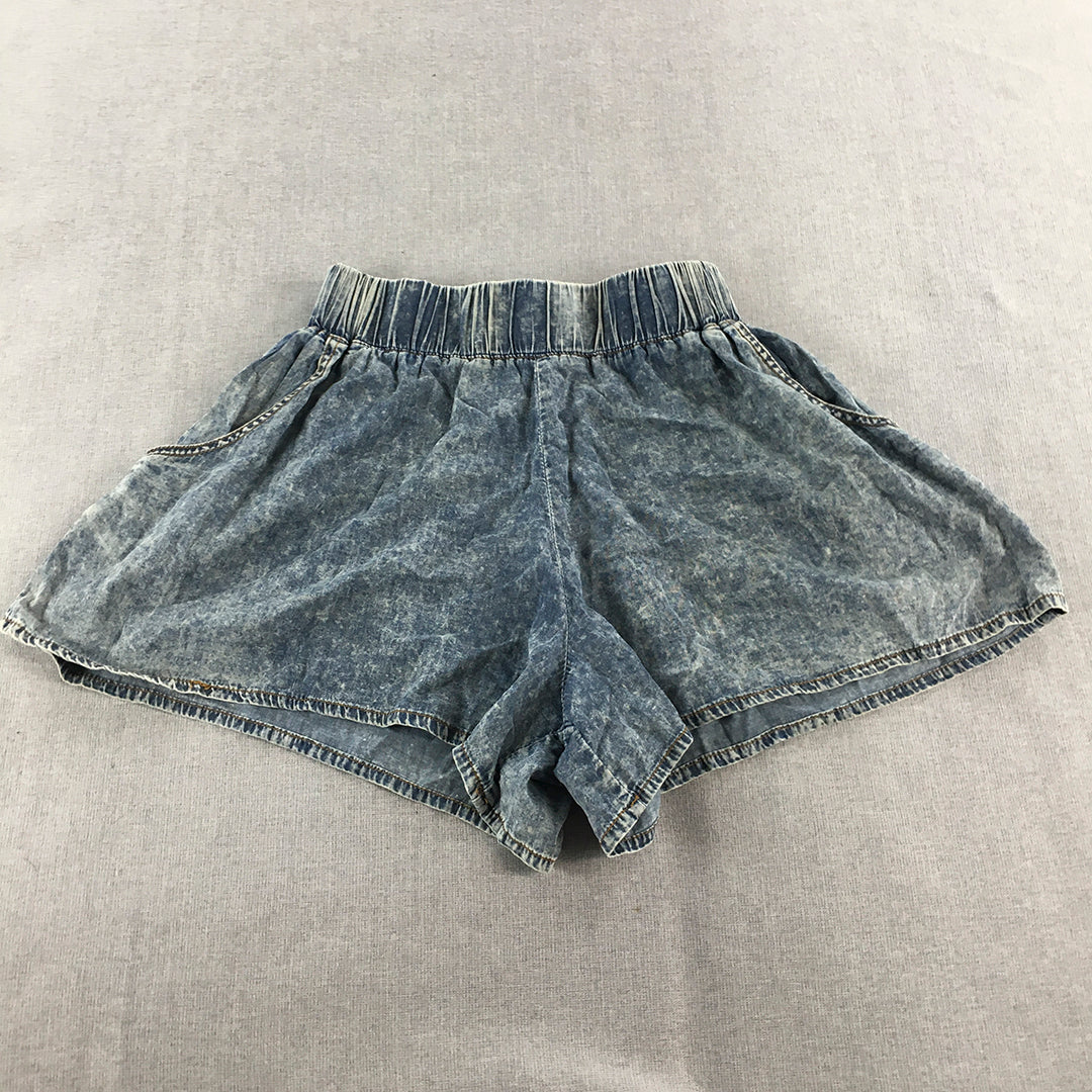 Valleygirl Womens Denim Shorts Size 8 Blue Acid Wash Elastic Waist