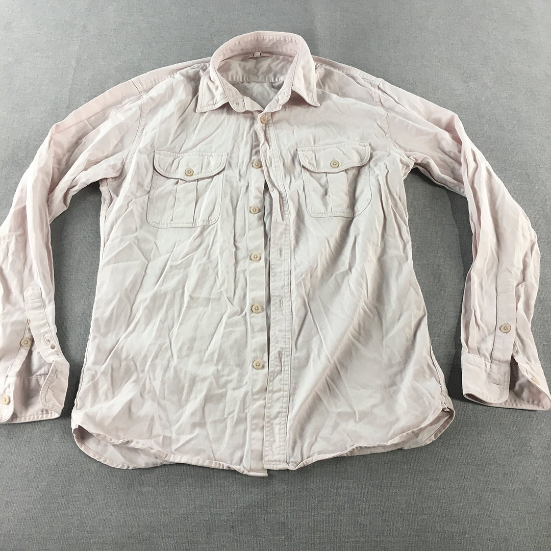 Uniqlo Mens Shirt Size M Pink Long Sleeve Pockets Button-Up