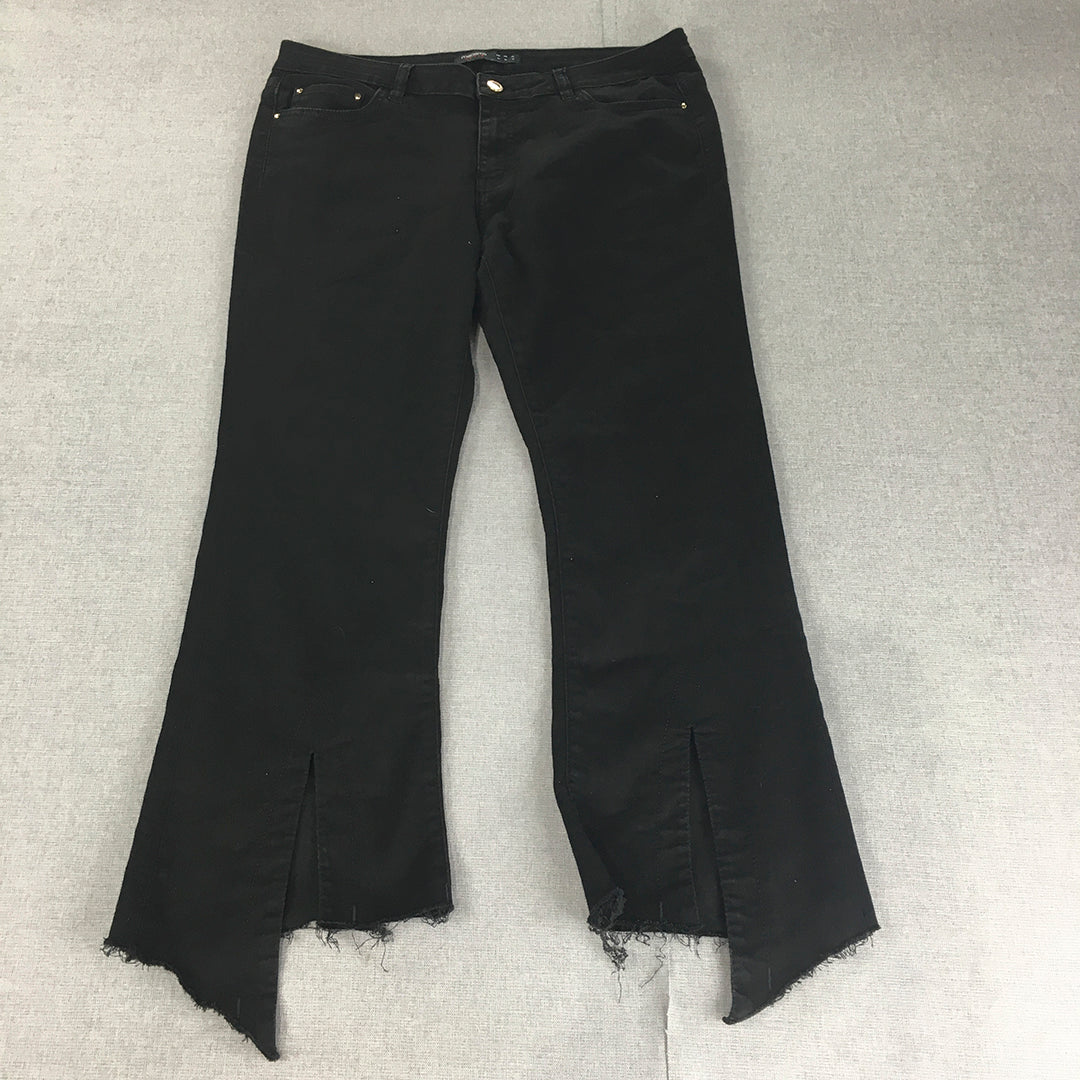 Madame Denim Womens Jeans Size 14 (W32) Black Raw Hem Slim Stretch Denim