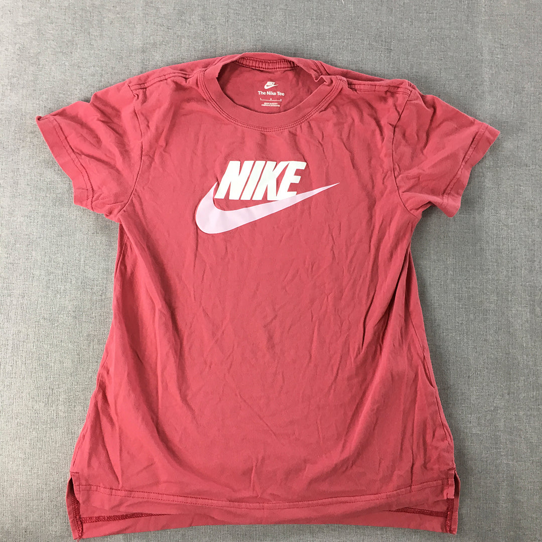 Nike Kids Girls T-Shirt Youth Size L (12 - 13 Years) Red Logo Short Sleeve Top