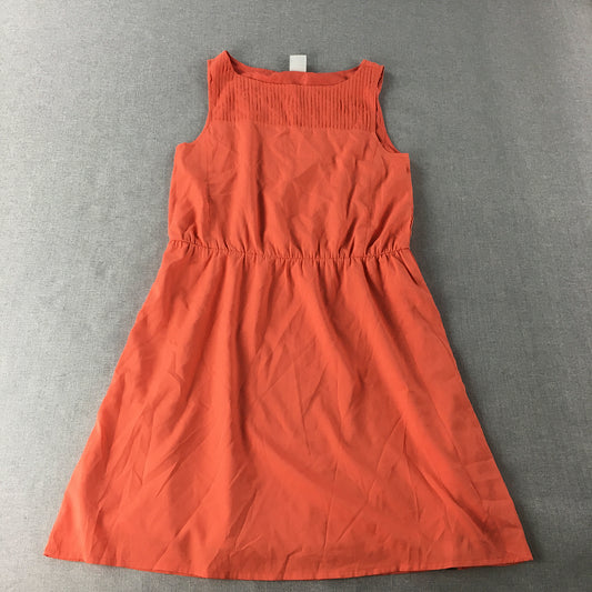 Vero Moda Womens Mini Dress Size S Orange Fit & Flare Sleeveless Pleated