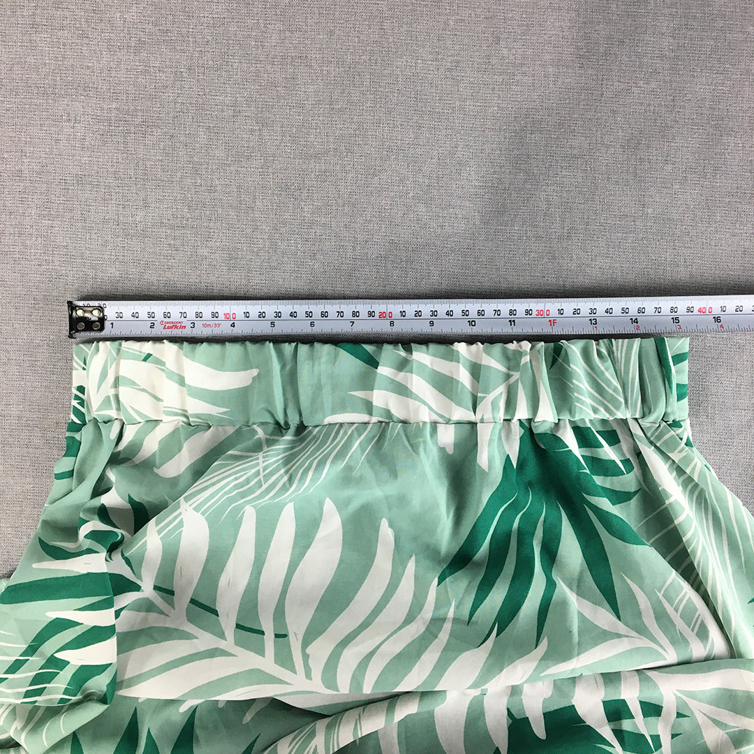 Valleygirl Womens Skirt Size 12 Green Floral Elastic Waist