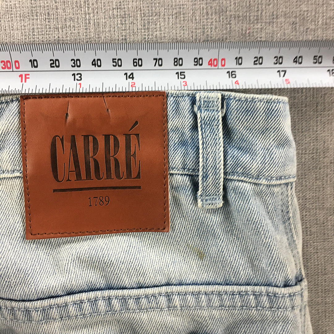 Carre Mens Jeans Size 32 Blue Light Wash Slim Straight Ripped Denim