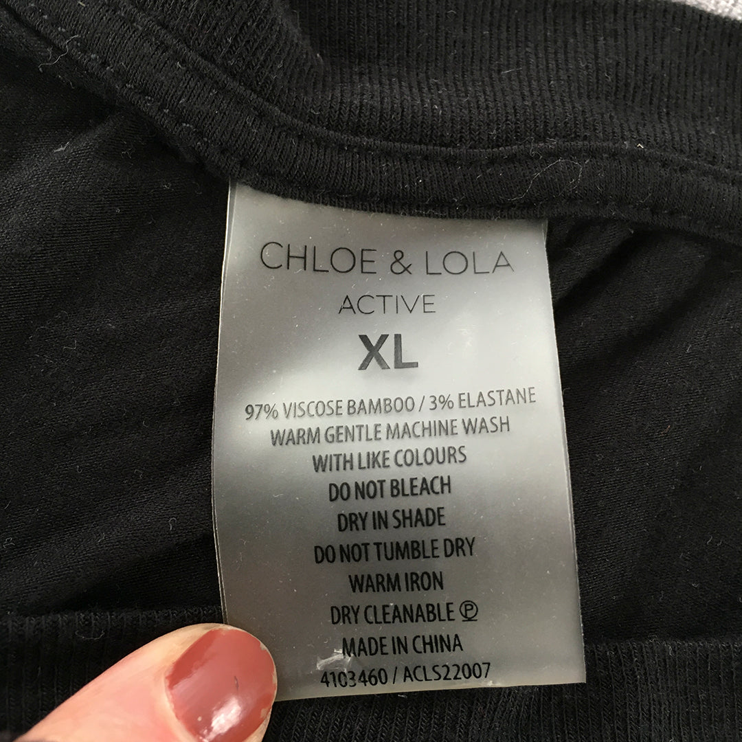 Chloe & Lola Womens Tank Top Size XL Black Sleeveless Logo Shirt