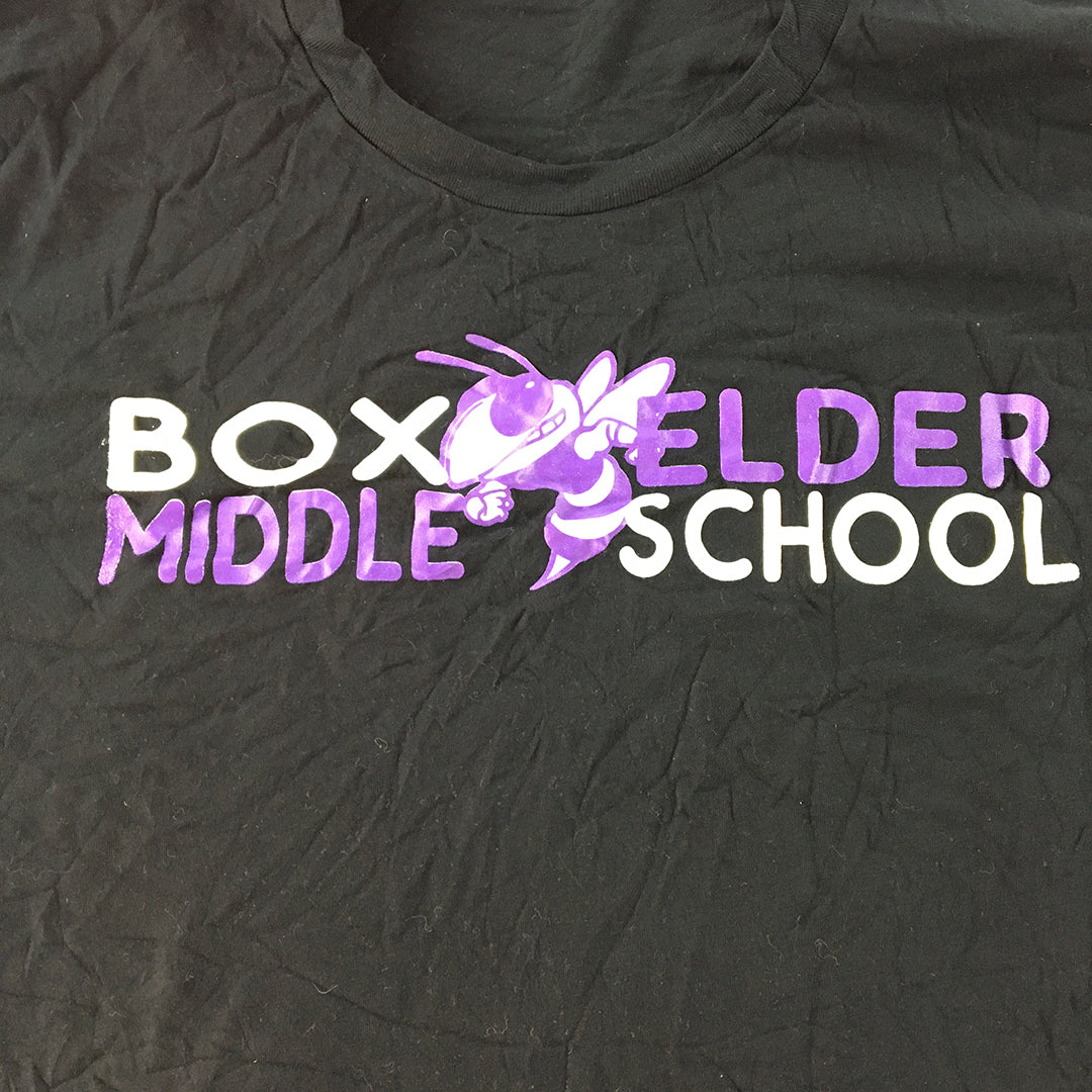 Box Elder Middle School T-Shirt Adult Size L Black Utah USA Short Sleeve Tee