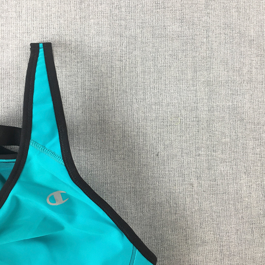 Champion Womens Sports Bra Size M Blue Logo Cropped Top