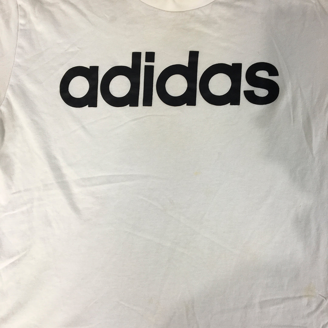 Adidas Mens T-Shirt Size M White Big Logo Short Sleeve Crew Neck Tee