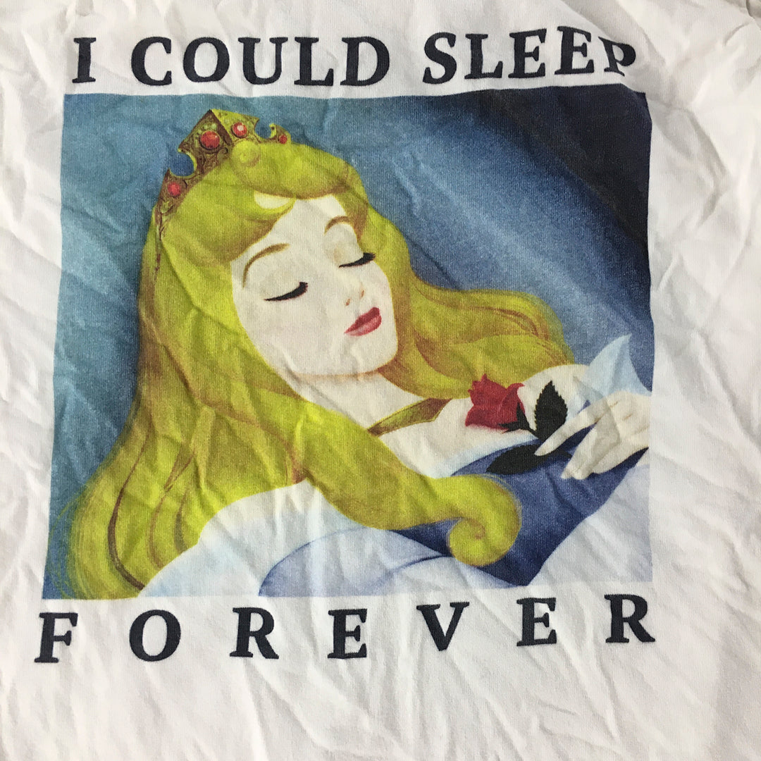 Disney Sleeping Beauty Kids Girls Pajama Shirt Size 12 White Long Sleeve Top