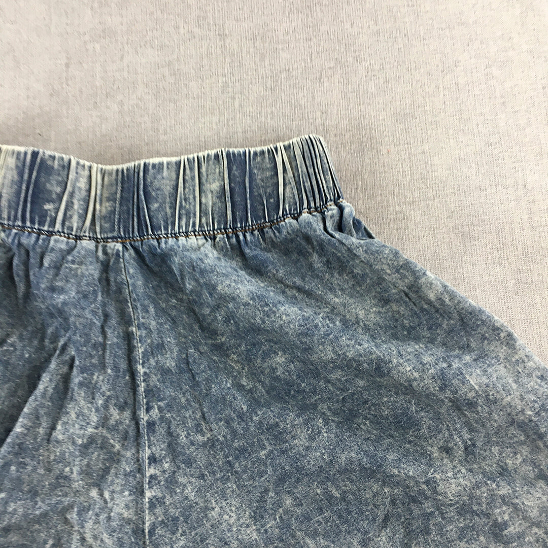 Valleygirl Womens Denim Shorts Size 8 Blue Acid Wash Elastic Waist