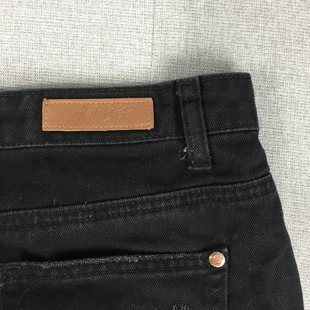 Ava & Ever Womens Denim Mini Skirt Size 12 Black Pockets