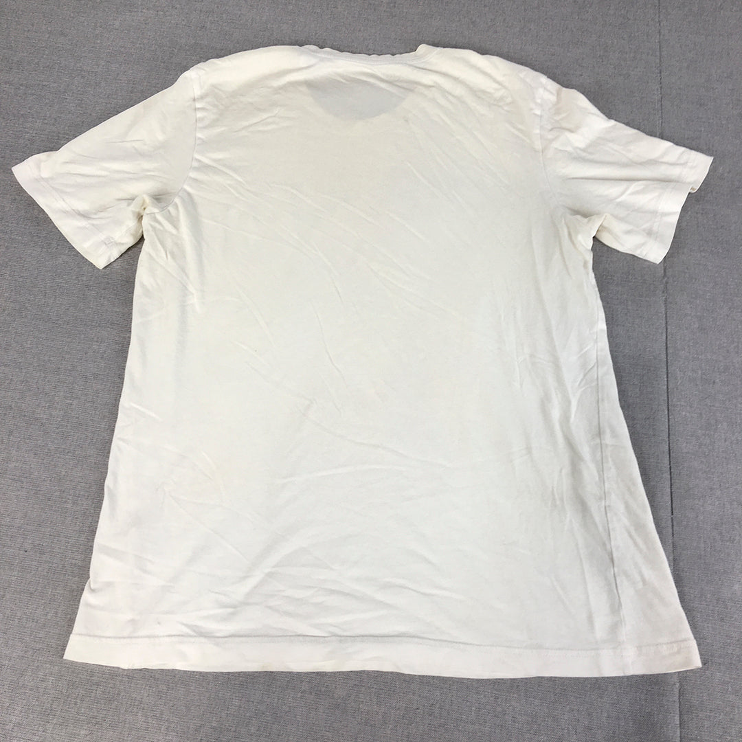 Adidas Mens T-Shirt Size M White Big Logo Short Sleeve Crew Neck Tee