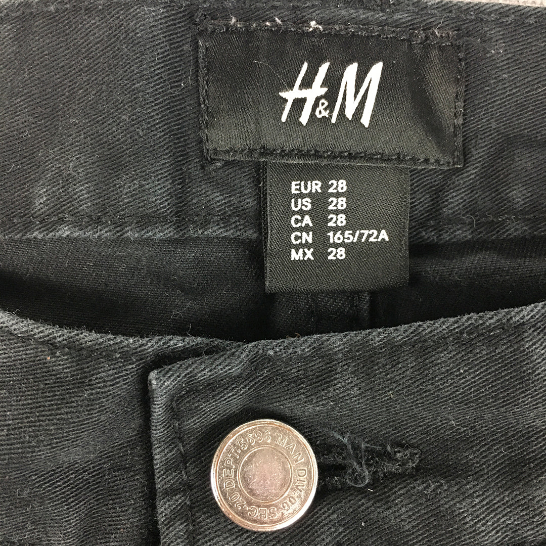 H&M Womens Skinny Jeans Size 28 (W28 x L28) Black Dark Wash Stretch Denim