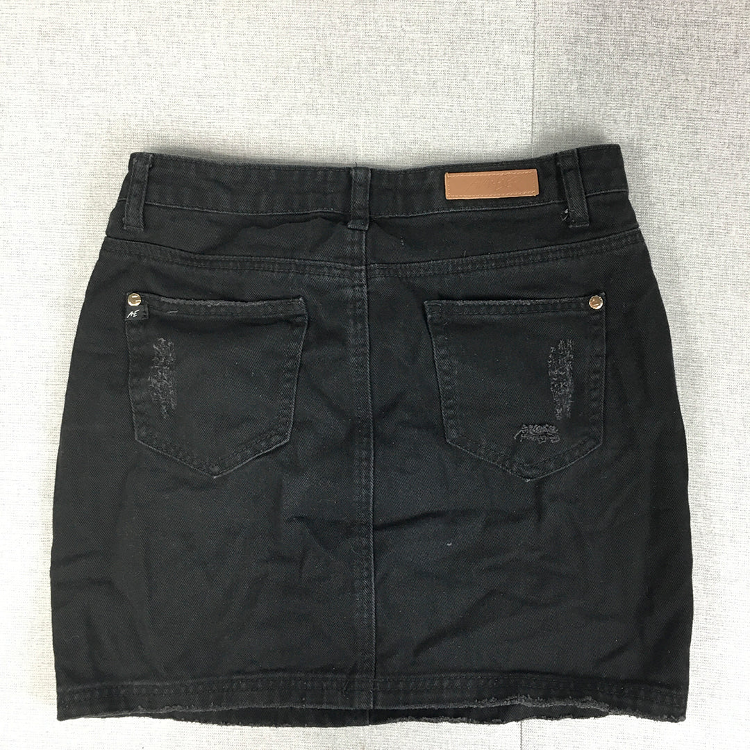 Ava & Ever Womens Denim Mini Skirt Size 12 Black Pockets