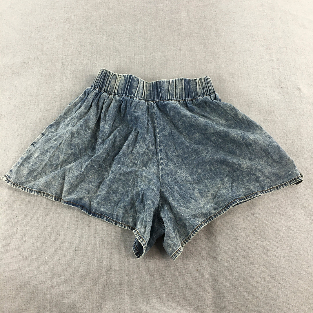 Valleygirl Womens Denim Shorts Size 8 Blue Acid Wash Elastic Waist