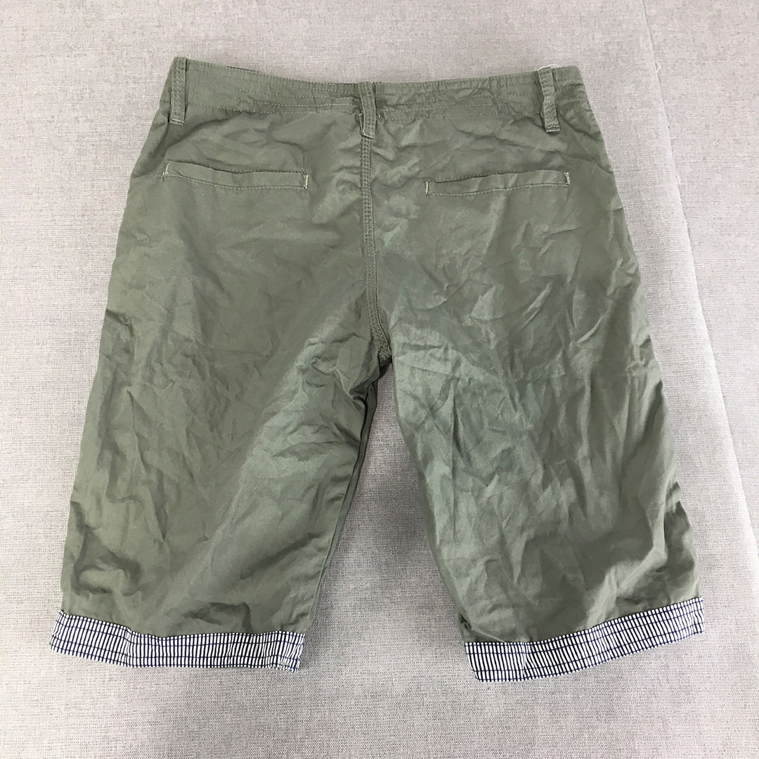 Lee Cooper Womens Shorts Size 28 (W28) Khaki Green Pockets Logo