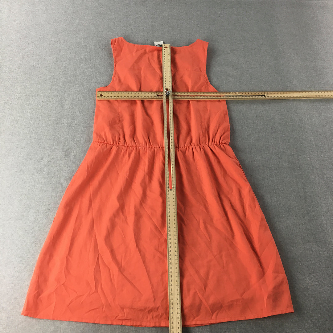 Vero Moda Womens Mini Dress Size S Orange Fit & Flare Sleeveless Pleated