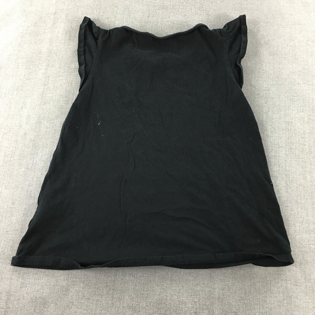 Uniqlo UT Kids Girls Top Size 5 - 6 Years black Strawberries Short Sleeve