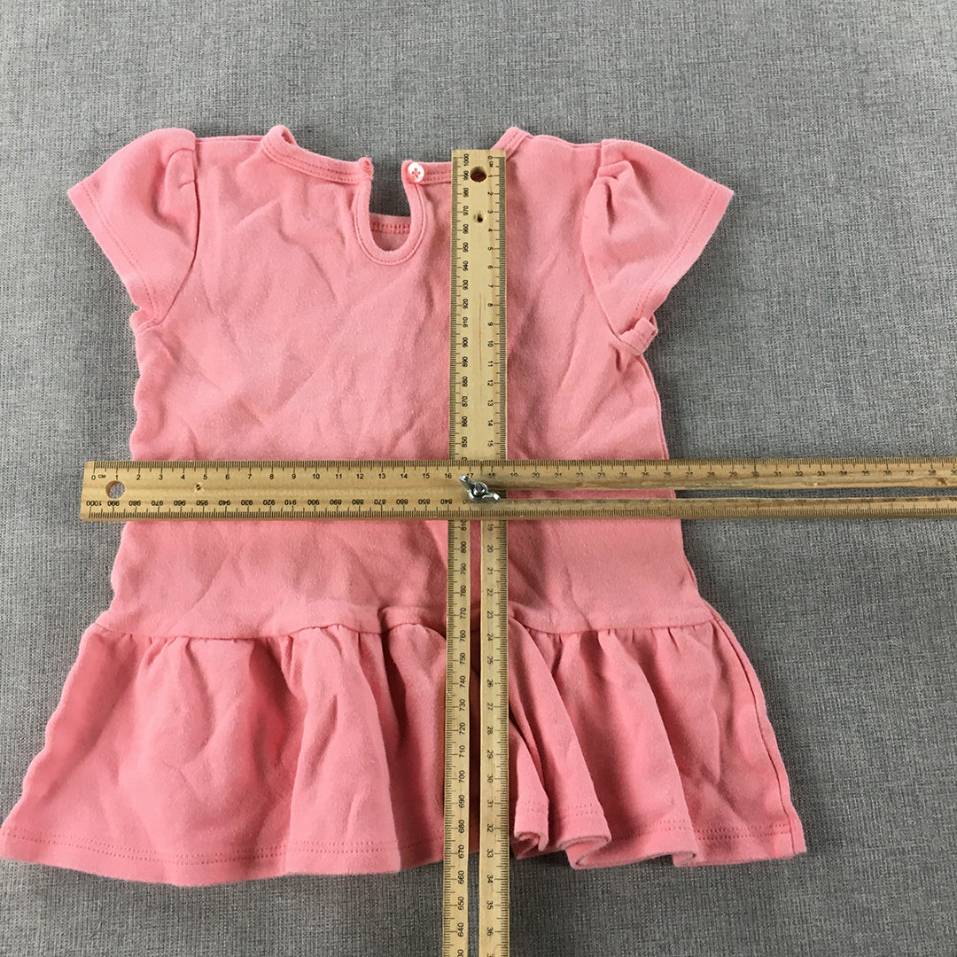 Disney Minnie Mouse Baby Girls Dress Size 2 Years Toddler Pink Frilled