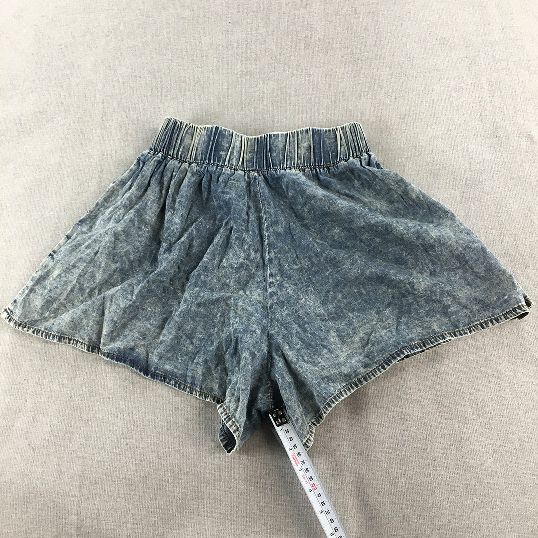 Valleygirl Womens Denim Shorts Size 8 Blue Acid Wash Elastic Waist