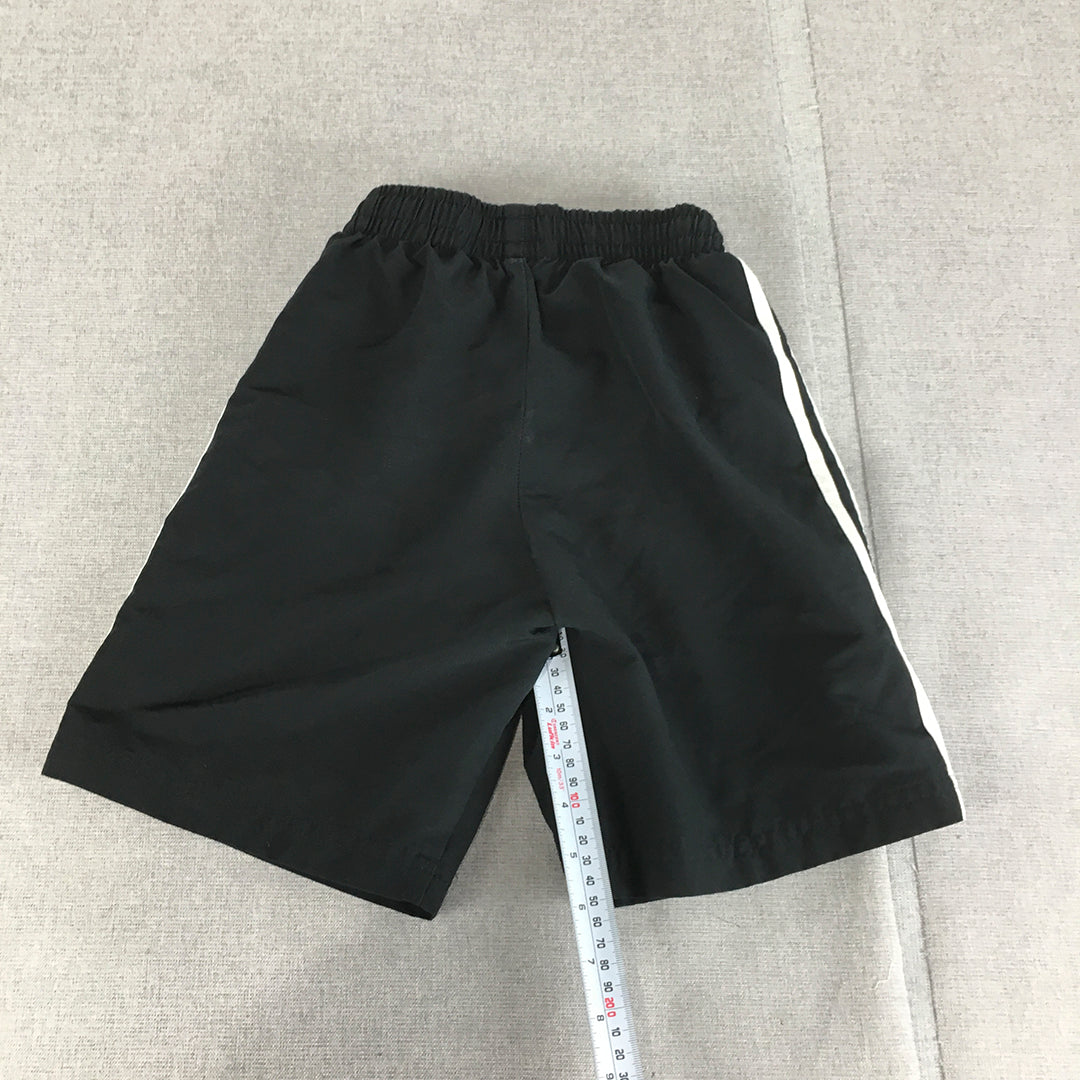 Adidas Kids Boys Shorts Size 9 - 10 Years Black Logo Elastic Waist Pockets