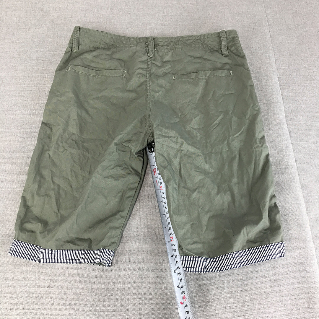 Lee Cooper Womens Shorts Size 28 (W28) Khaki Green Pockets Logo