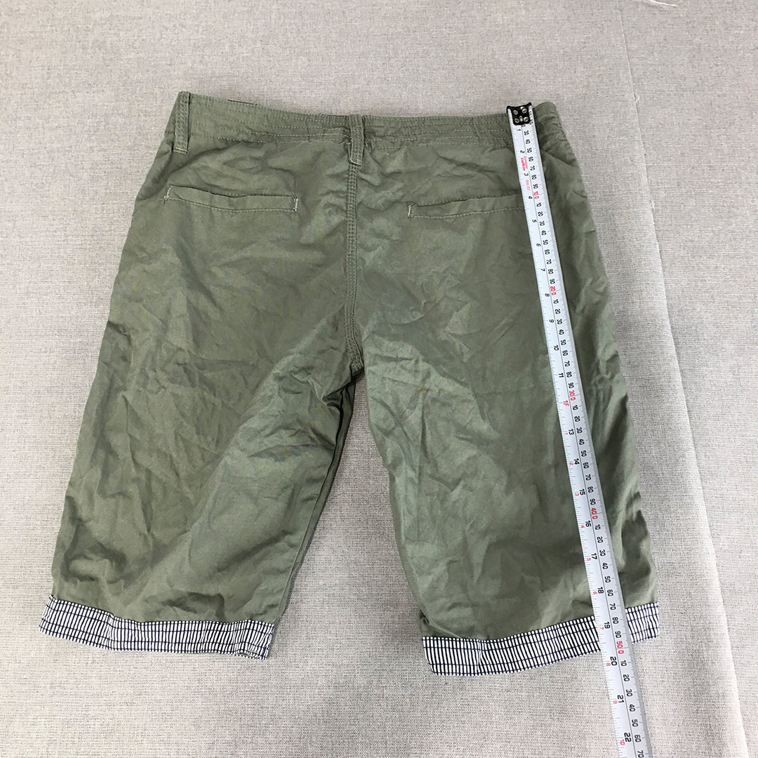 Lee Cooper Womens Shorts Size 28 (W28) Khaki Green Pockets Logo