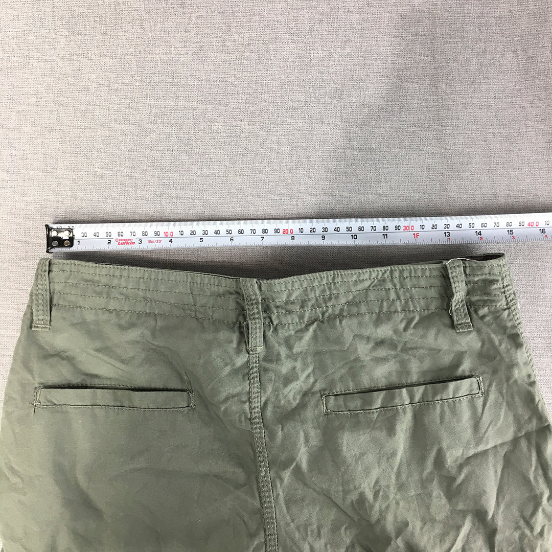 Lee Cooper Womens Shorts Size 28 (W28) Khaki Green Pockets Logo