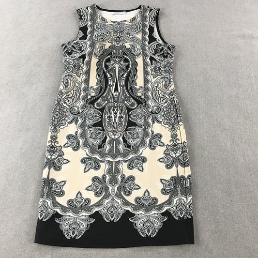 Valleygirl Womens Pencil Dress Size S Black Beige Grey Paisley Baroque Mini