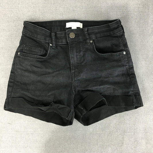 H&M Womens Denim Shorts Size 6 Black Pockets