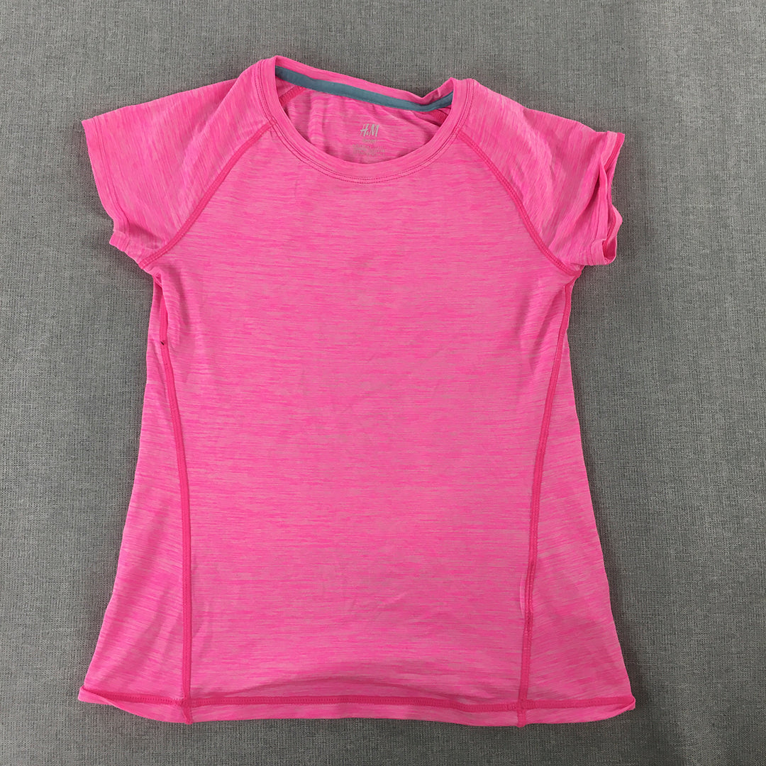 H&M Sport Kids Girls T-Shirt Size 9 - 10 Years Pink Short Sleeve Crew Neck