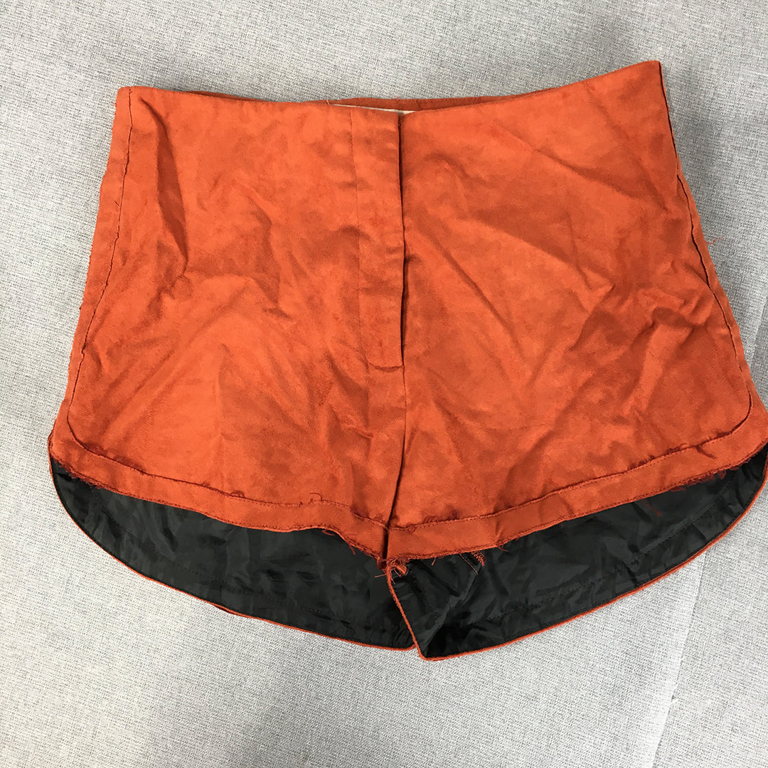 Bec & Bridge Womens Shorts Size 8 Orange Faux Suede Leather