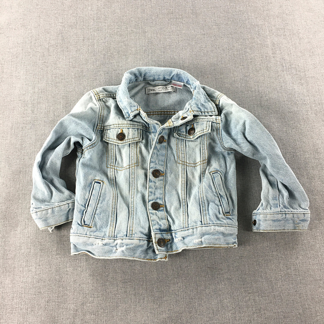 Zara Jean Jacket Size 12 - 18 Months Baby Toddler Blue Denim Button Coat