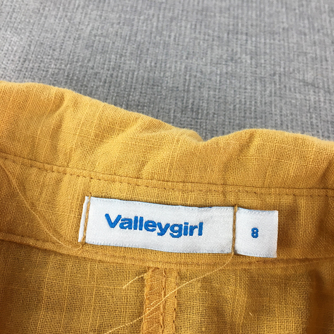 Valleygirl Womens Top Size 8 Yellow Long Sleeve Button-Up Collared