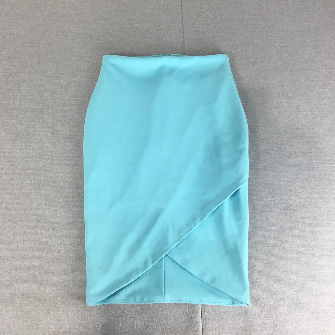 Zachary Womens Pencil Skirt Size S Blue Midi Straight