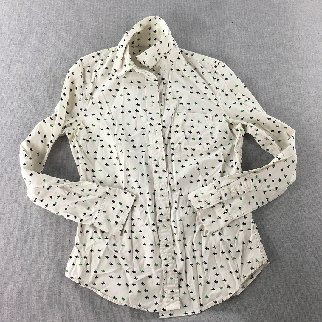 Levi's Womens Shirt Size S White Horse Cowgirl Pattern Button-Up Long Sleeve