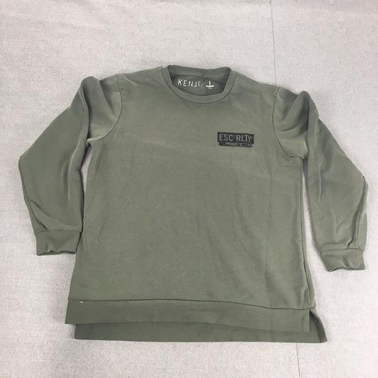 Kenji Mens Sweater Size L Khaki Green Crew Neck Pullover Jumper