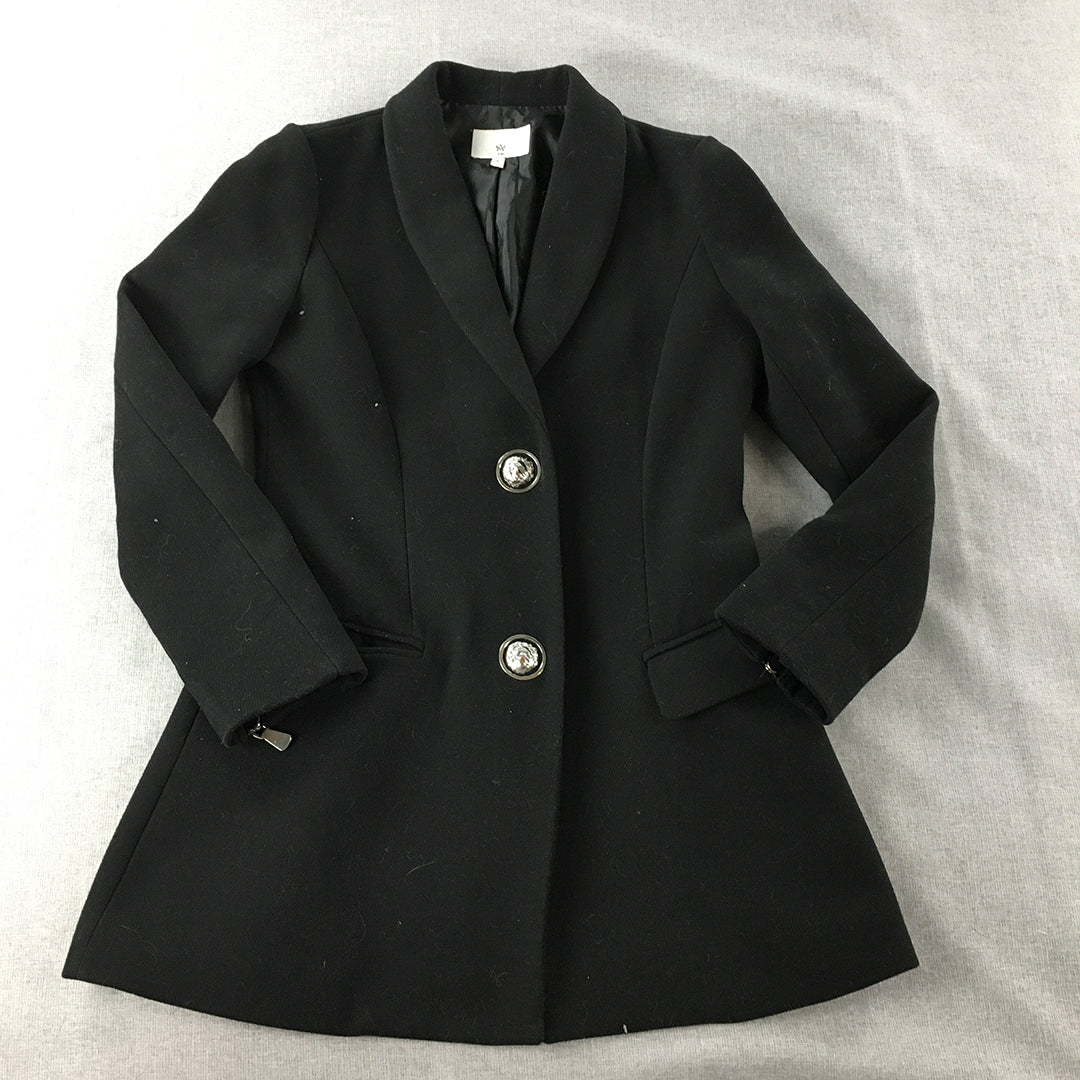 Am Womens Pea Coat Size S Black Collared Pockets Jacket