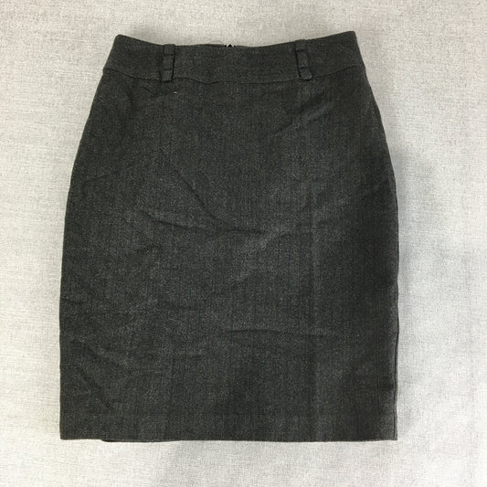 Cue Womens 100% Wool Pencil Skirt Size 8 Grey Midi Straight