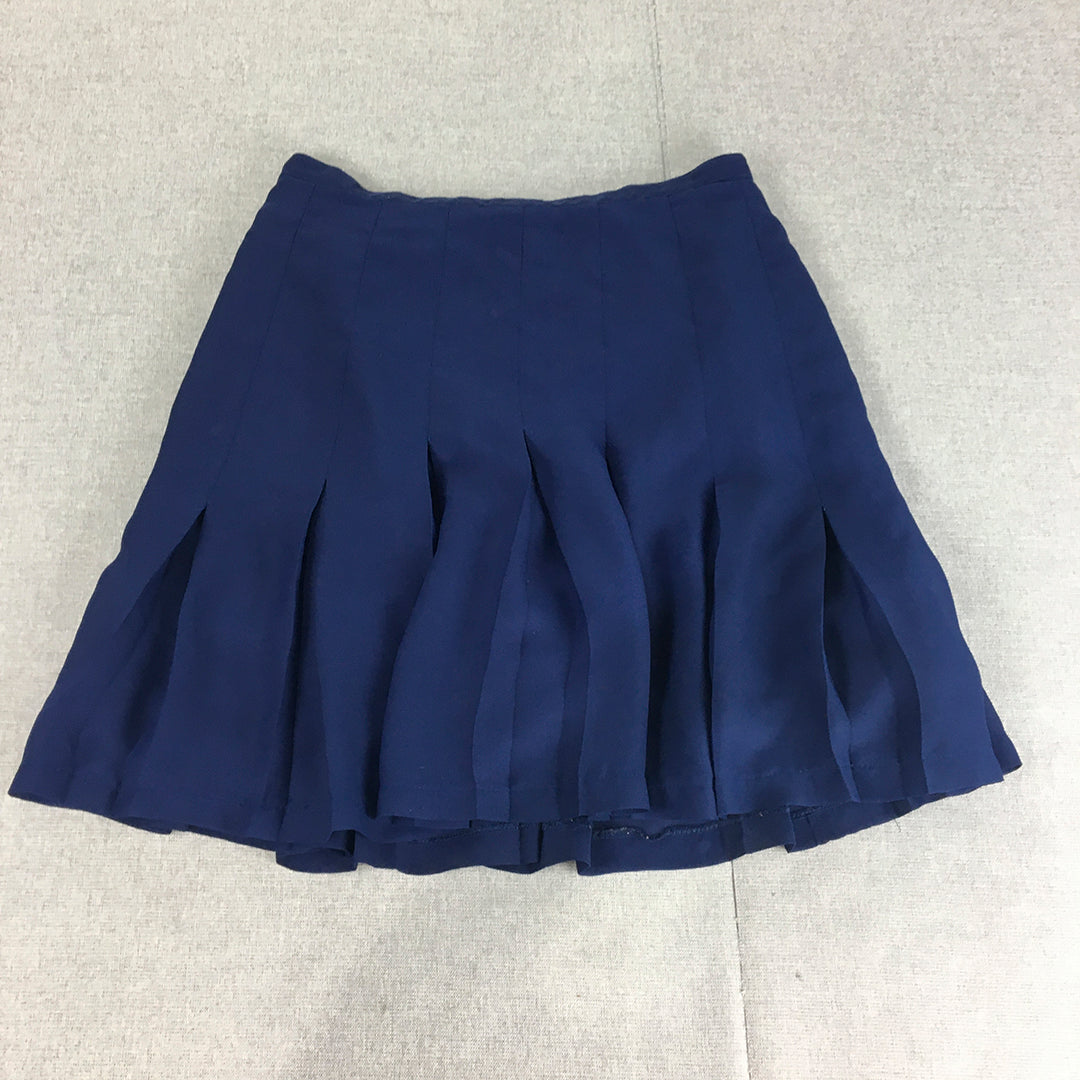 Vintage Spy Clothing Womens Mini Skirt Size 14 Blue Pleated