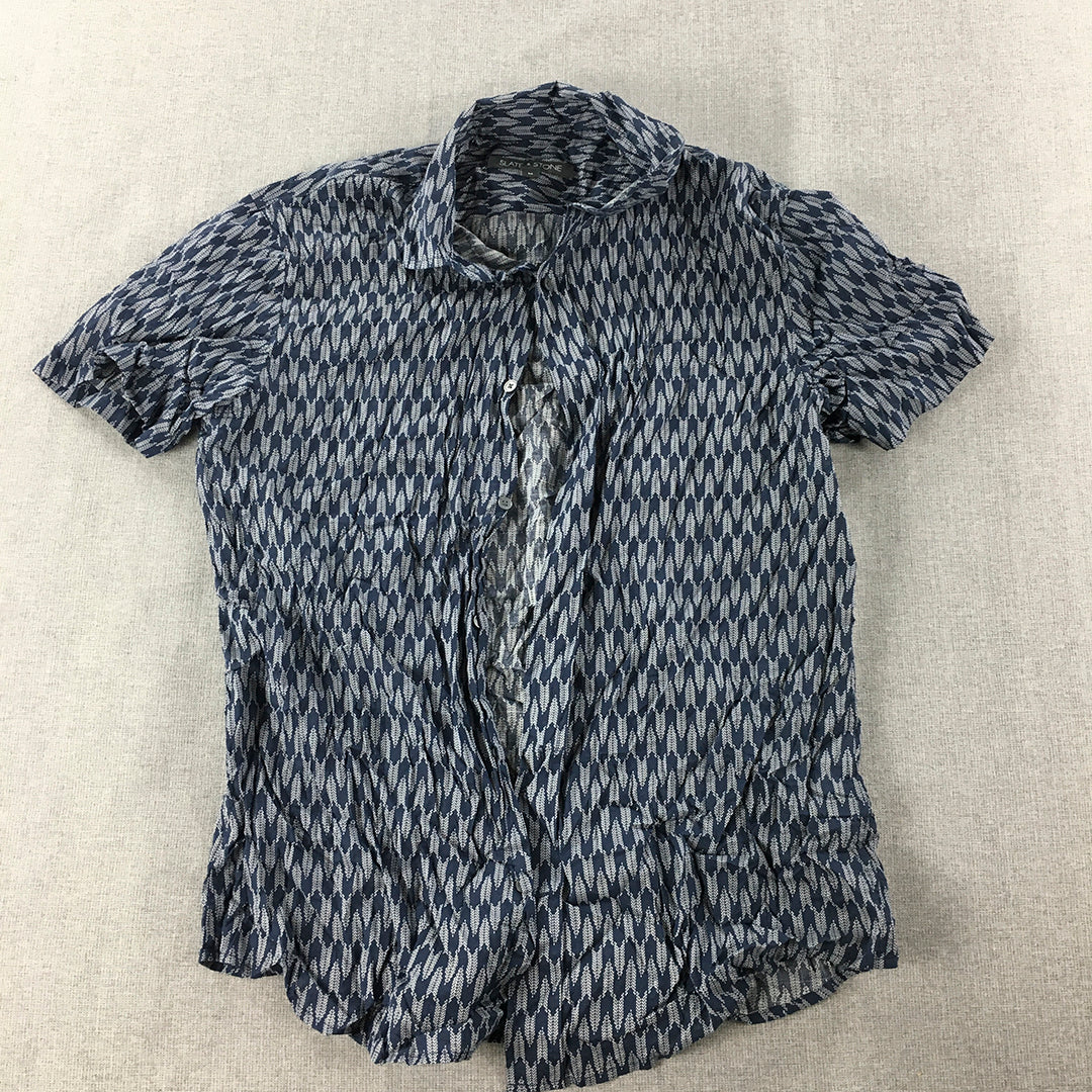 Slate & Stone Mens Shirt Size M Blue Dot Short Sleeve Button-Up Collared