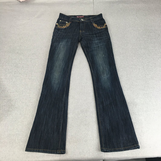 Vintage Kadida Womens Flared Jeans Size 24 (W24 x L29) Dark Wash Denim Y2K