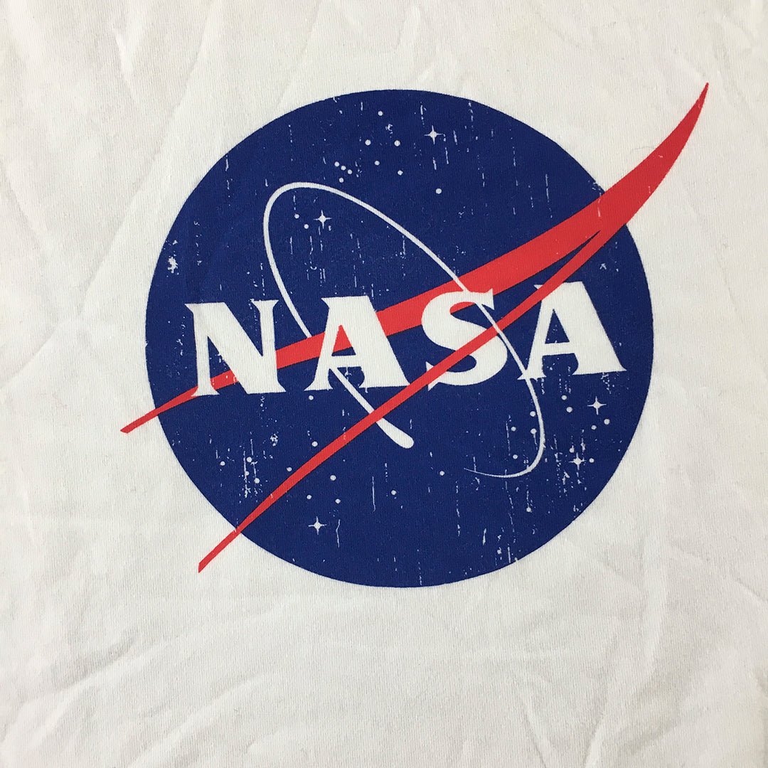 Nasa Womens T-Shirt Size M White Blue Logo Short Sleeve Top