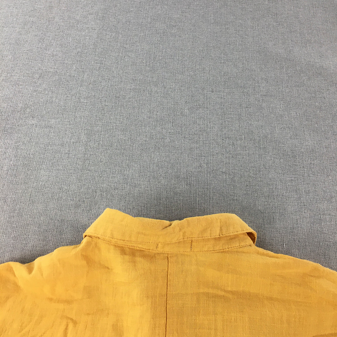 Valleygirl Womens Top Size 8 Yellow Long Sleeve Button-Up Collared