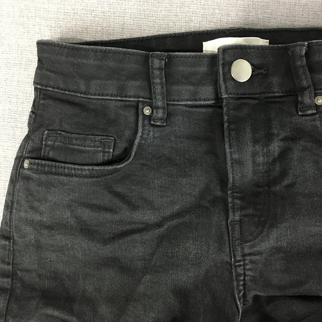 H&M Womens Denim Shorts Size 6 Black Pockets