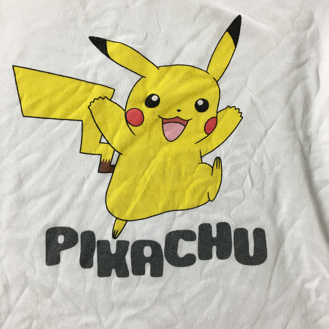 Pokemon Pikachu Kifd Boys Shirt Size 6 White Yellow Long Sleeve Pullover Shirt