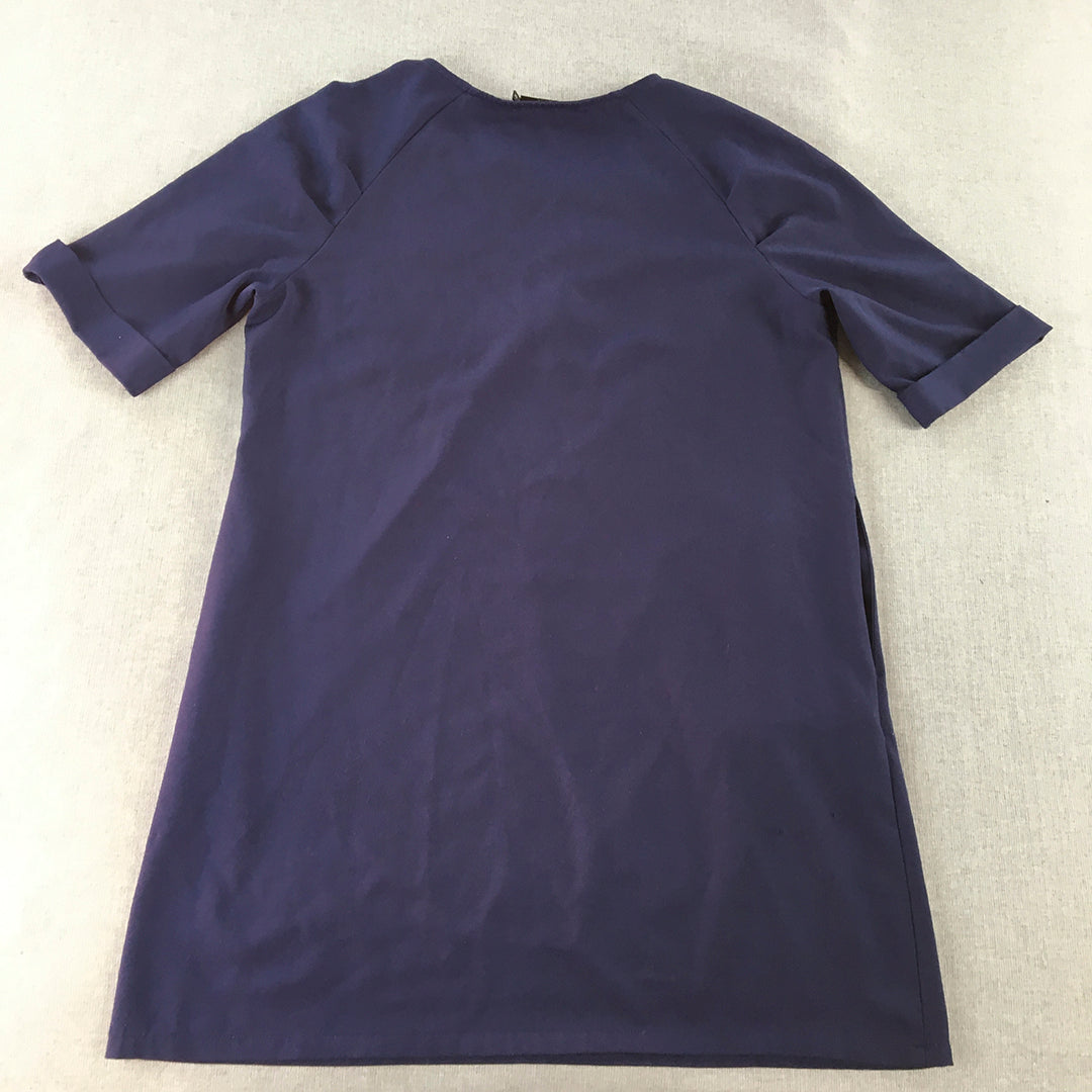 Zalora Womens A-Line Dress Size M Purple Mini Short Sleeve